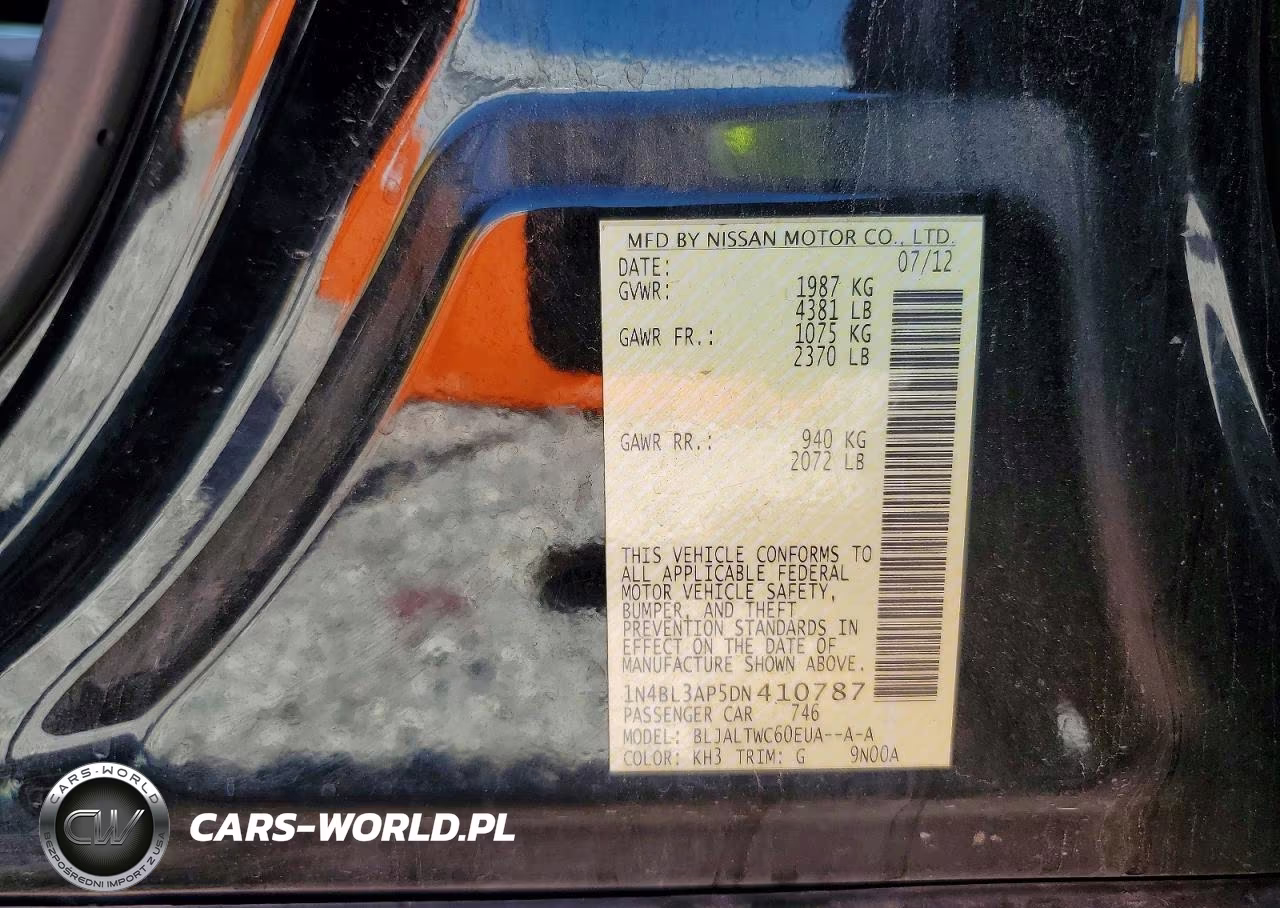 2013 Nissan Altima 3.5 S VIN:1N4BL3AP5DN410787 - 12