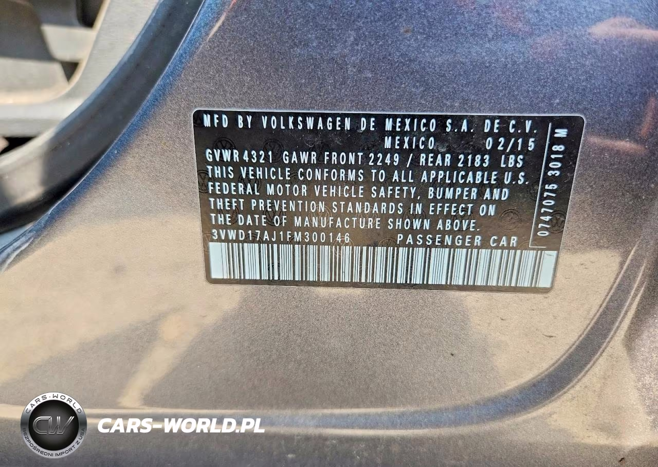 2015 Volkswagen Jetta Se VIN:3VWD17AJ1FM300146 - 12