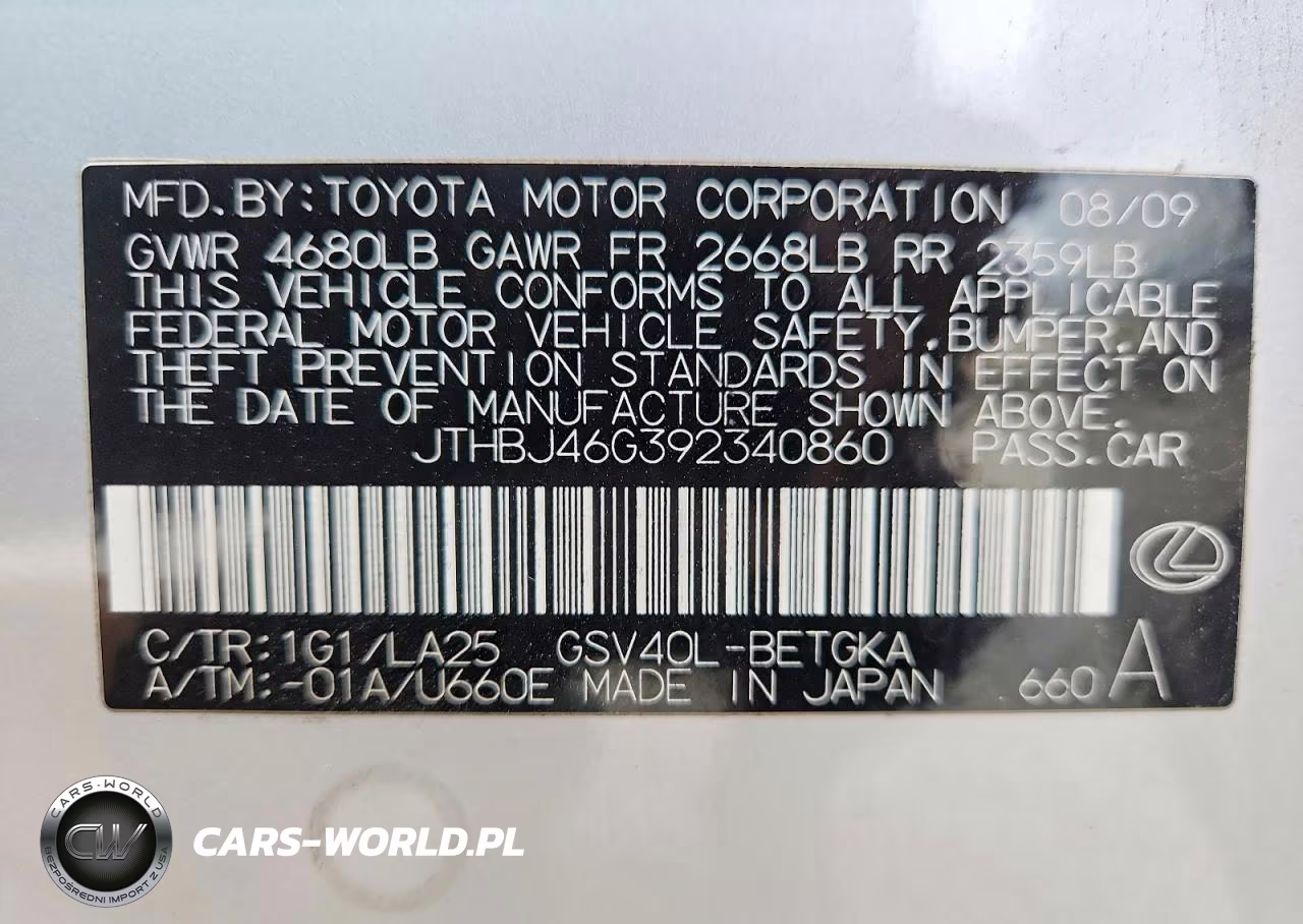 2009 Lexus Es 350 VIN:JTHBJ46G392340860 - 12