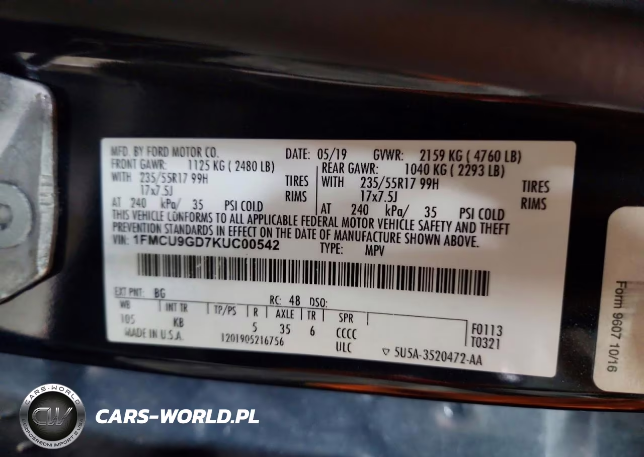 2019 Ford Escape Se VIN:1FMCU9GD7KUC00542 - 13