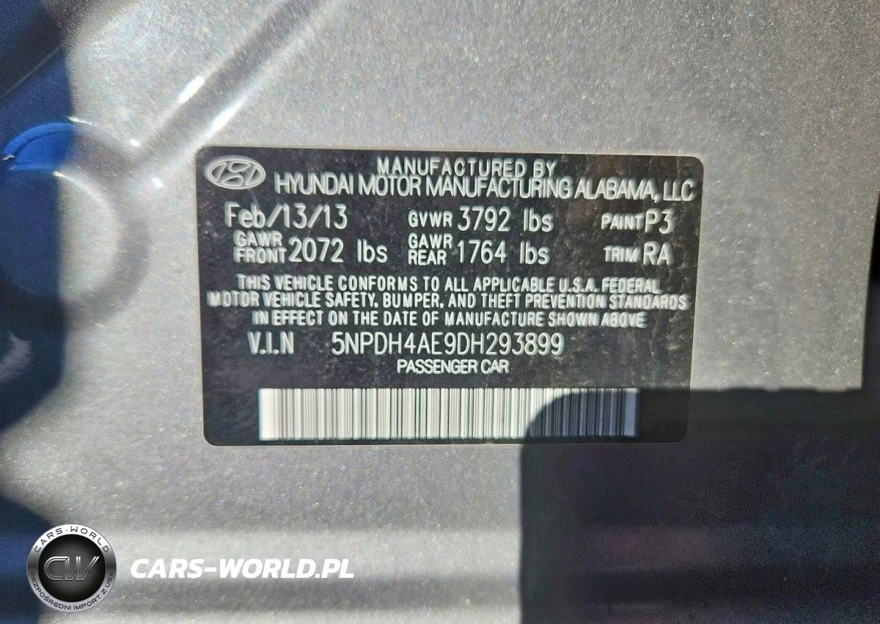 2013 Hyundai Elantra Gls VIN:5NPDH4AE9DH293899 - 12
