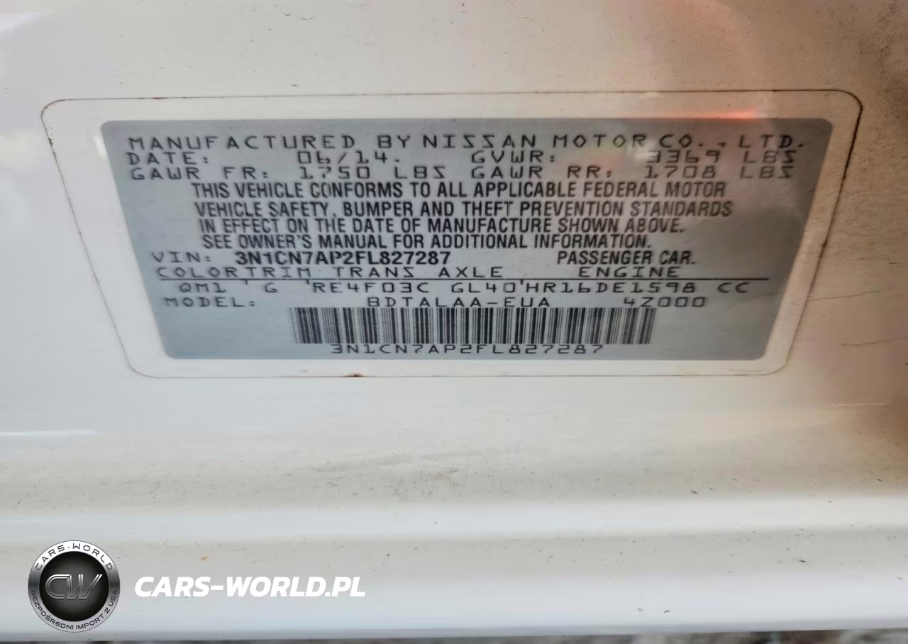 2015 Nissan Versa 1.6 S VIN:3N1CN7AP2FL827287 - 12