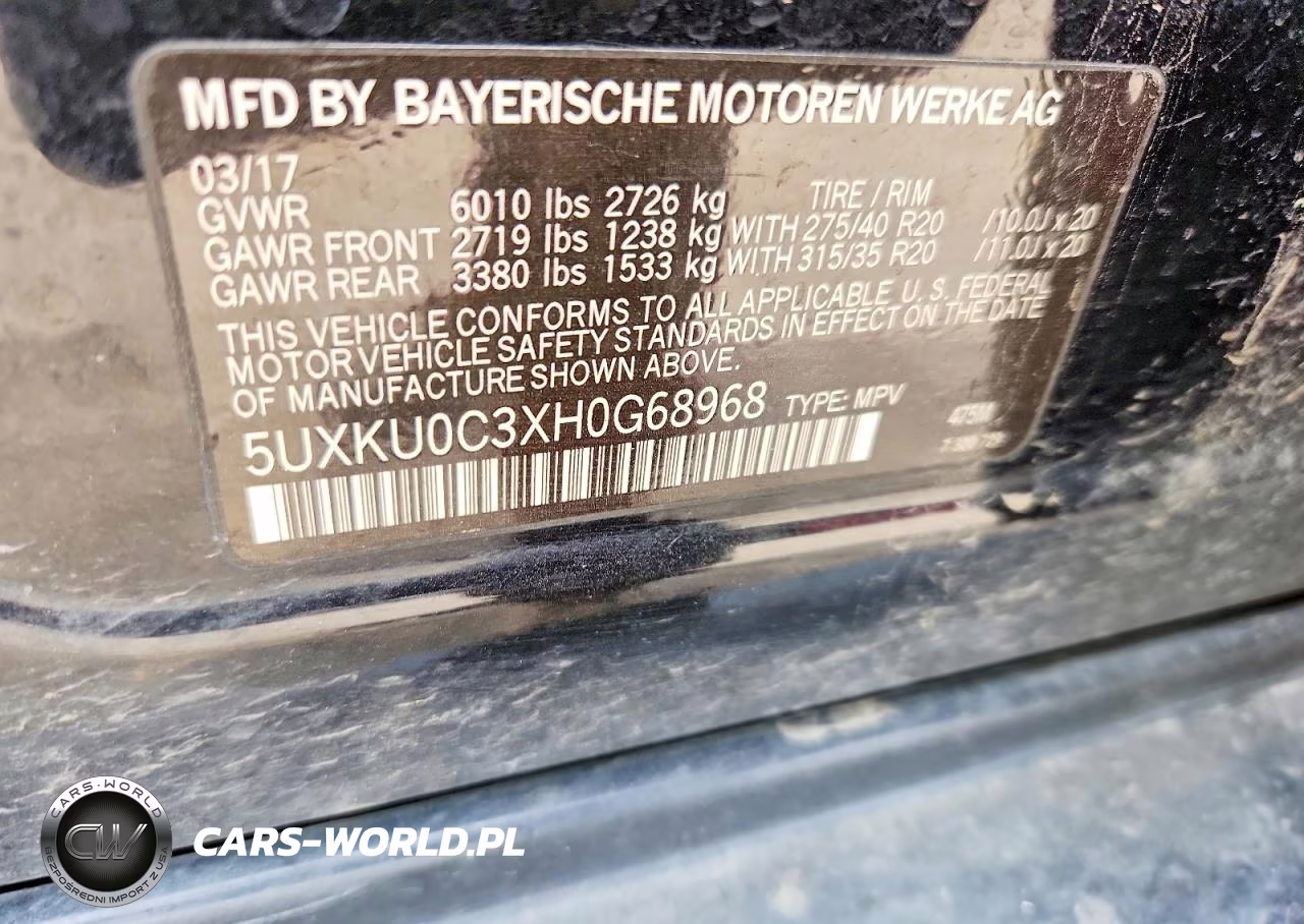 2017 BMW X6 Sdrive35I VIN:5UXKU0C3XH0G68968 - 12