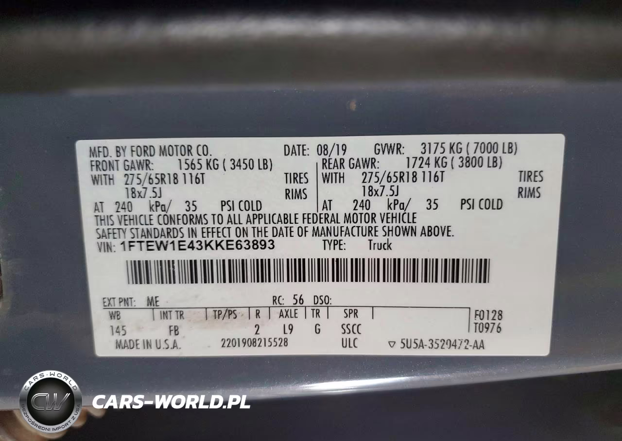 2019 Ford F150 Supercrew VIN:1FTEW1E43KKE63893 - 12