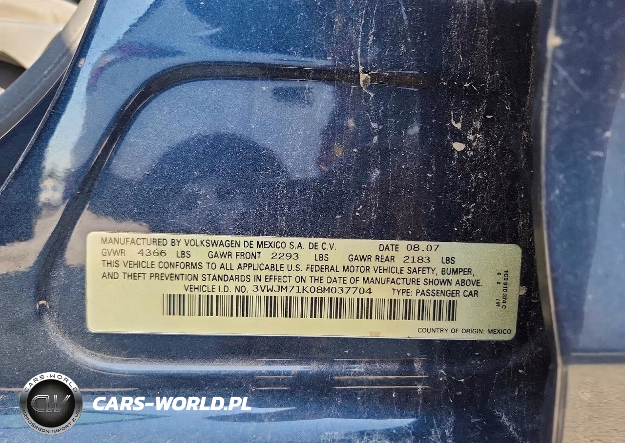 2008 Volkswagen Jetta S VIN:3VWJM71K08M037704 - 12