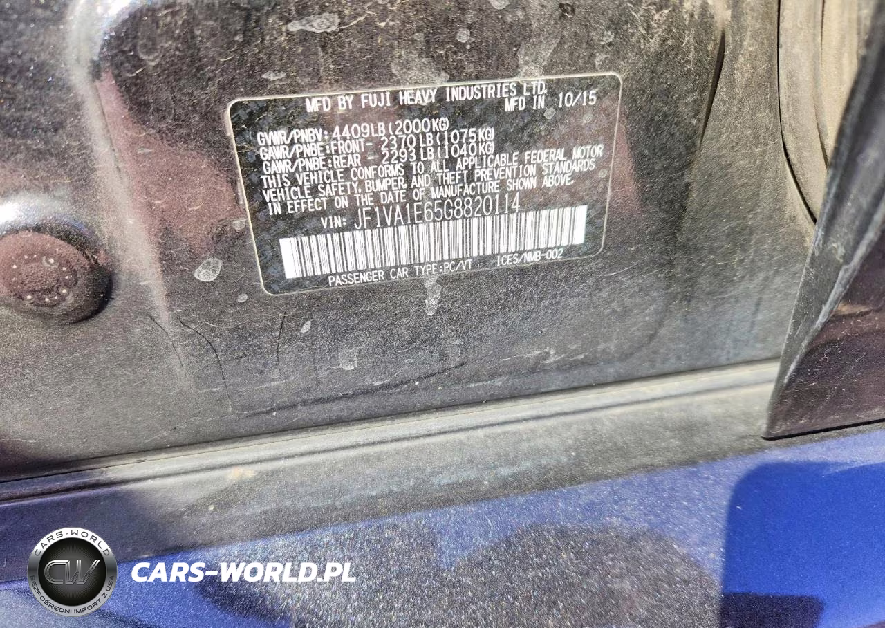 2016 Subaru Wrx Premium VIN:JF1VA1E65G8820114 - 12