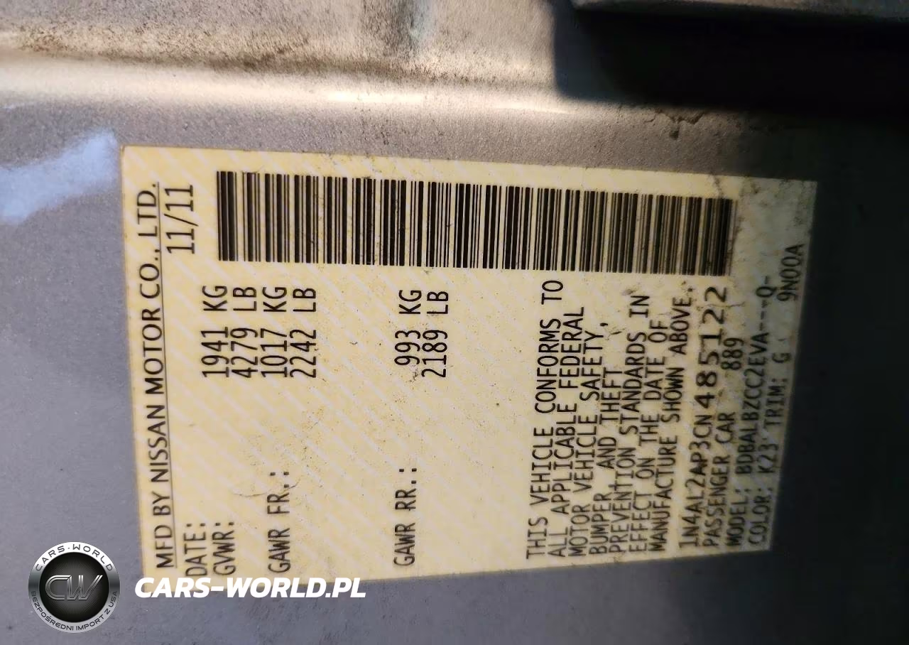 2012 Nissan Altima 2.5 VIN:1N4AL2AP3CN485122 - 13
