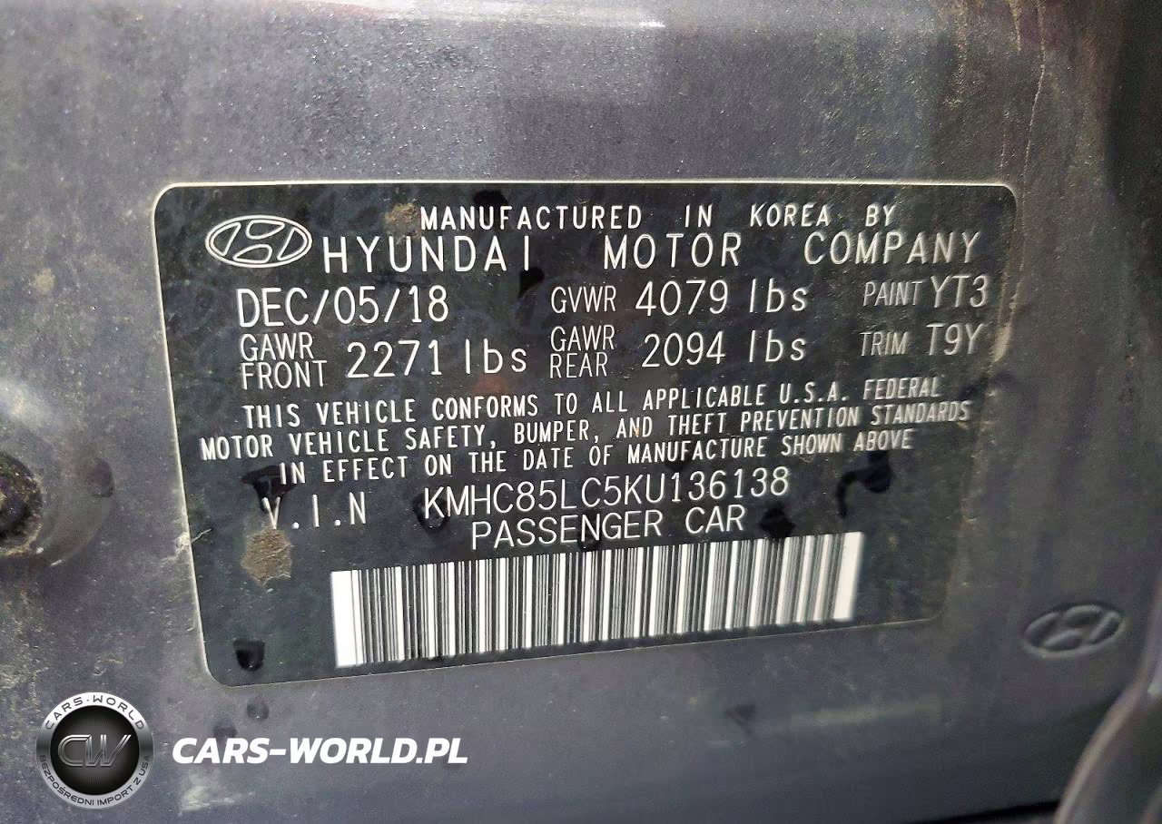 2019 Hyundai Ioniq Limited VIN:KMHC85LC5KU136138 - 12