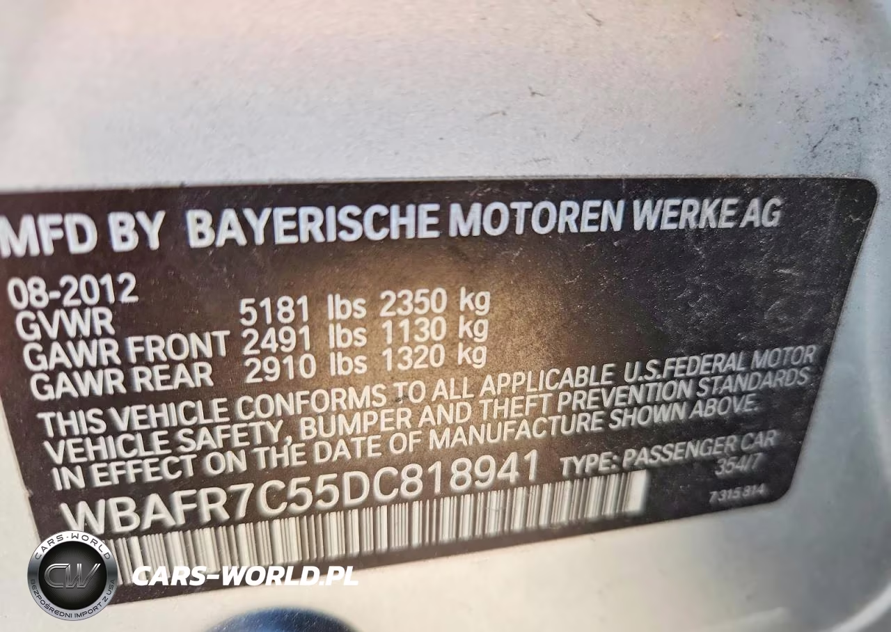 2013 BMW 535 I VIN:WBAFR7C55DC818941 - 12