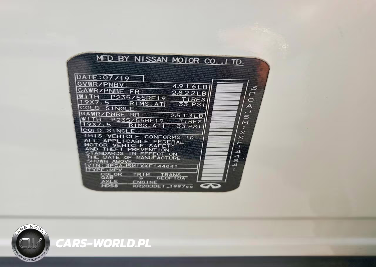 2019 Infiniti Qx50 Essential VIN:3PCAJ5M1XKF144841 - 13