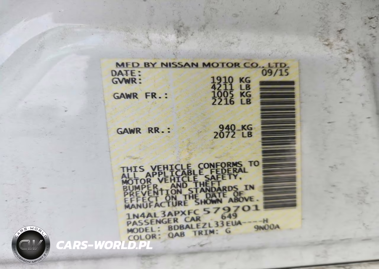 2015 Nissan Altima 2.5 S VIN:1N4AL3APXFC579701 - 12