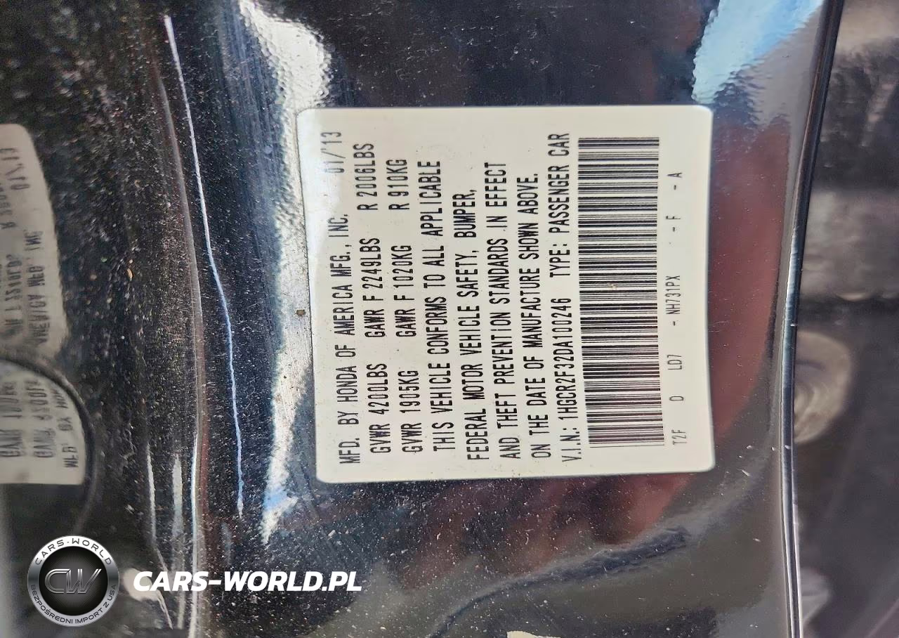 2013 Honda Accord Lx VIN:1HGCR2F32DA100246 - 12