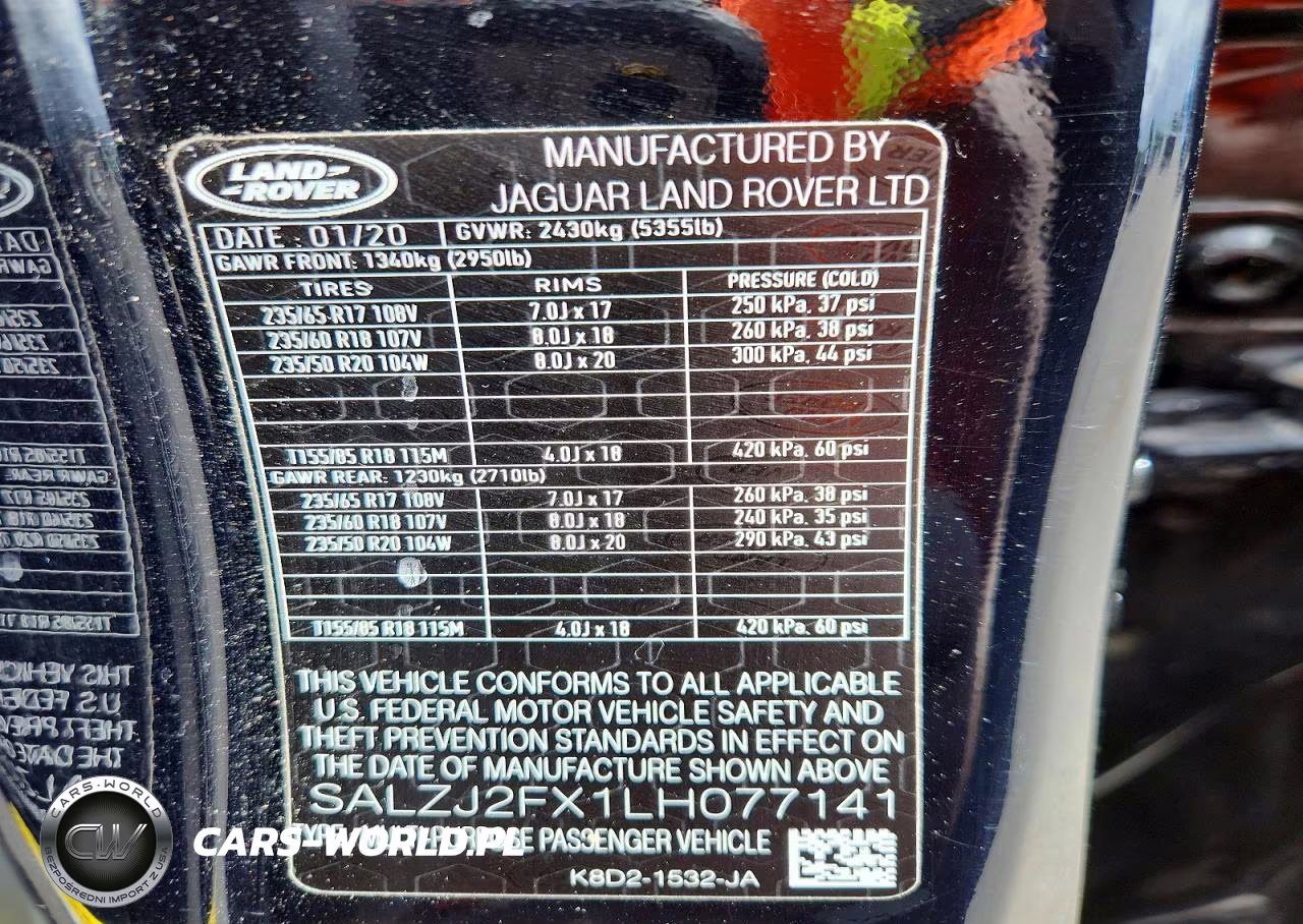 2020 Land Rover Range Rover Evoque S VIN:SALZJ2FX1LH077141 - 13
