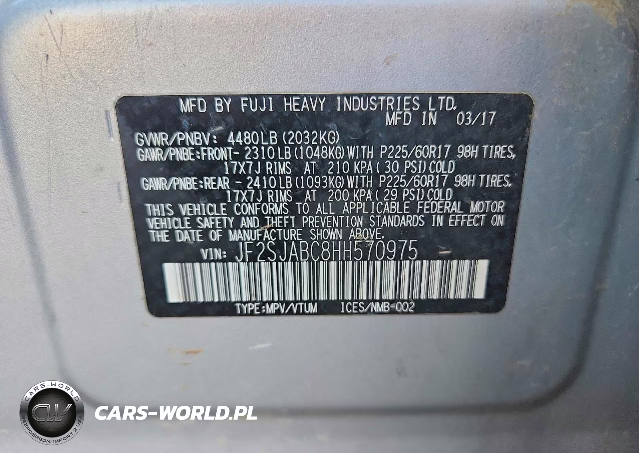 2017 Subaru Forester 2.5I VIN:JF2SJABC8HH570975 - 12