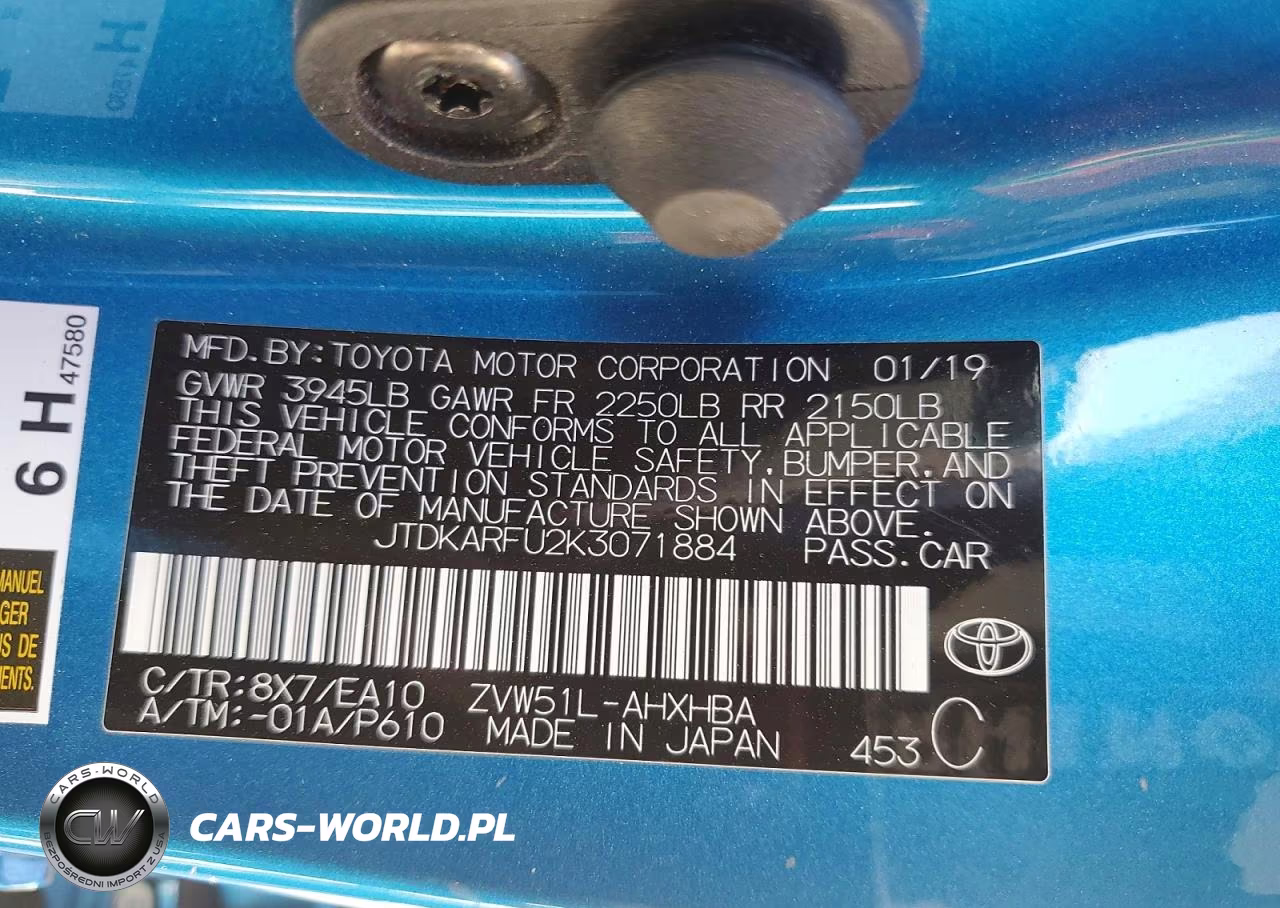 2019 Toyota Prius Xle VIN:JTDKARFU2K3071884 - 13