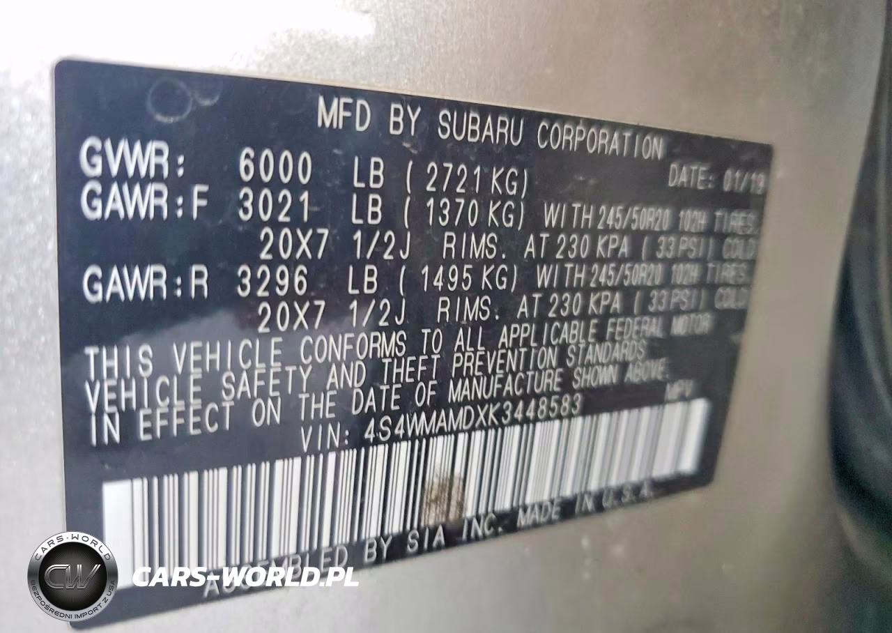 2019 Subaru Ascent Limited VIN:4S4WMAMDXK3448583 - 13