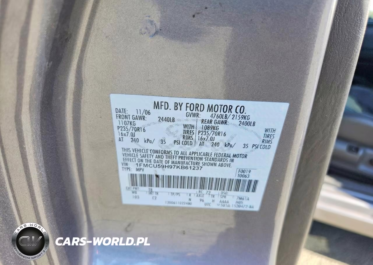 2007 Ford Escape Hev VIN:1FMCU59H97KB61237 - 14