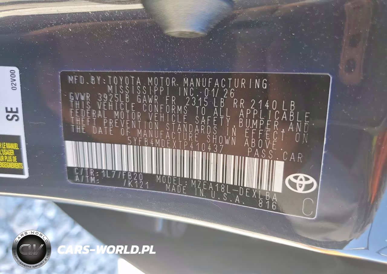 2026 Toyota Corolla Le VIN:5YFB4MDEXTP410437 - 12