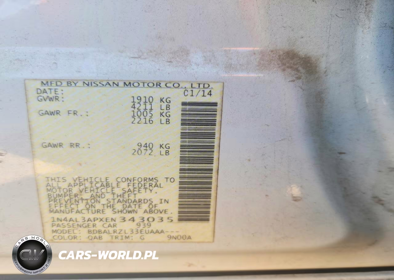 2014 Nissan Altima 2.5 S VIN:1N4AL3APXEN343035 - 12