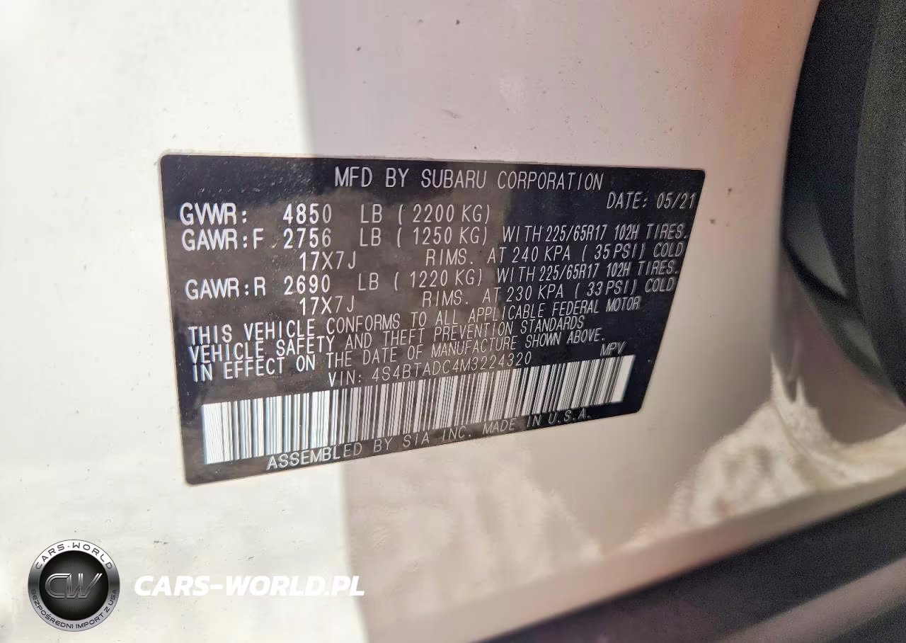 2021 Subaru Outback Premium VIN:4S4BTADC4M3224320 - 12
