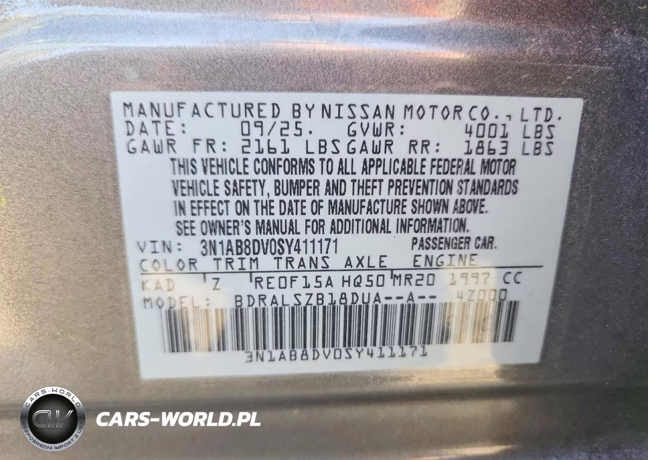 2025 Nissan Sentra Sr VIN:3N1AB8DV0SY411171 - 12
