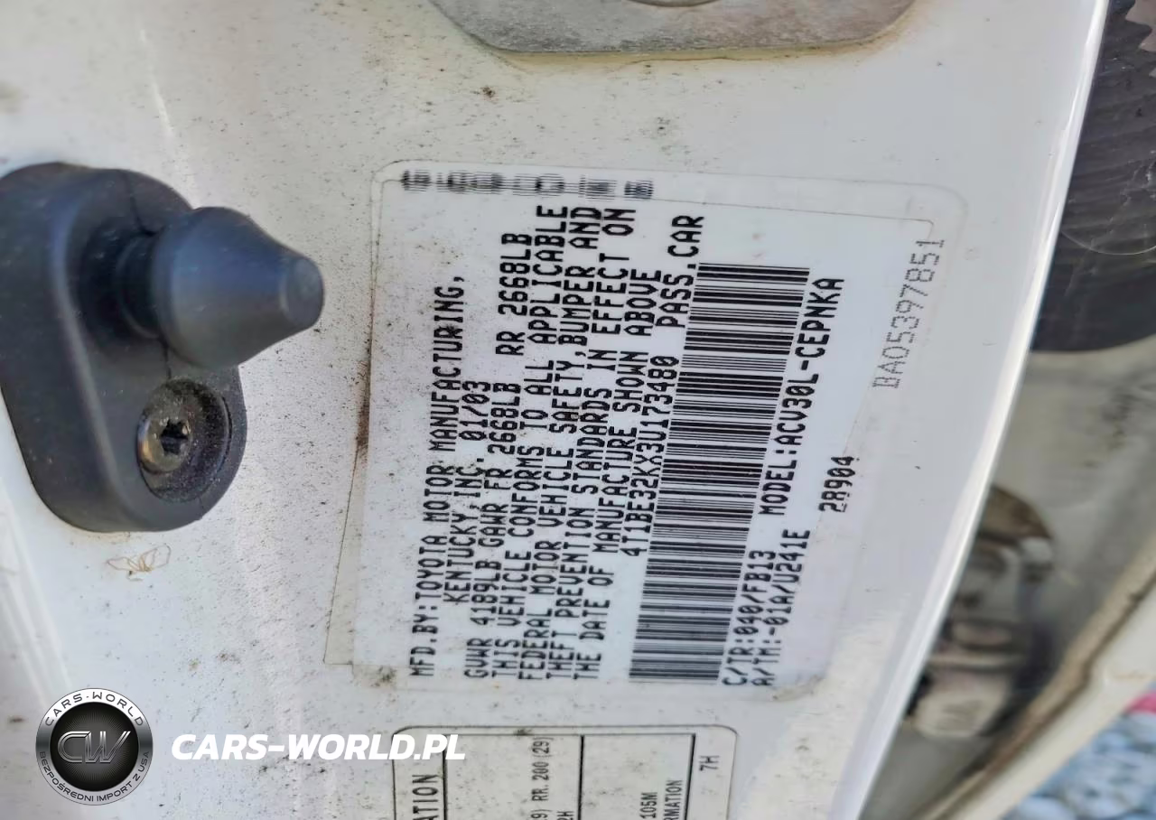 2003 Toyota Camry Le VIN:4T1BE32KX3U173480 - 12