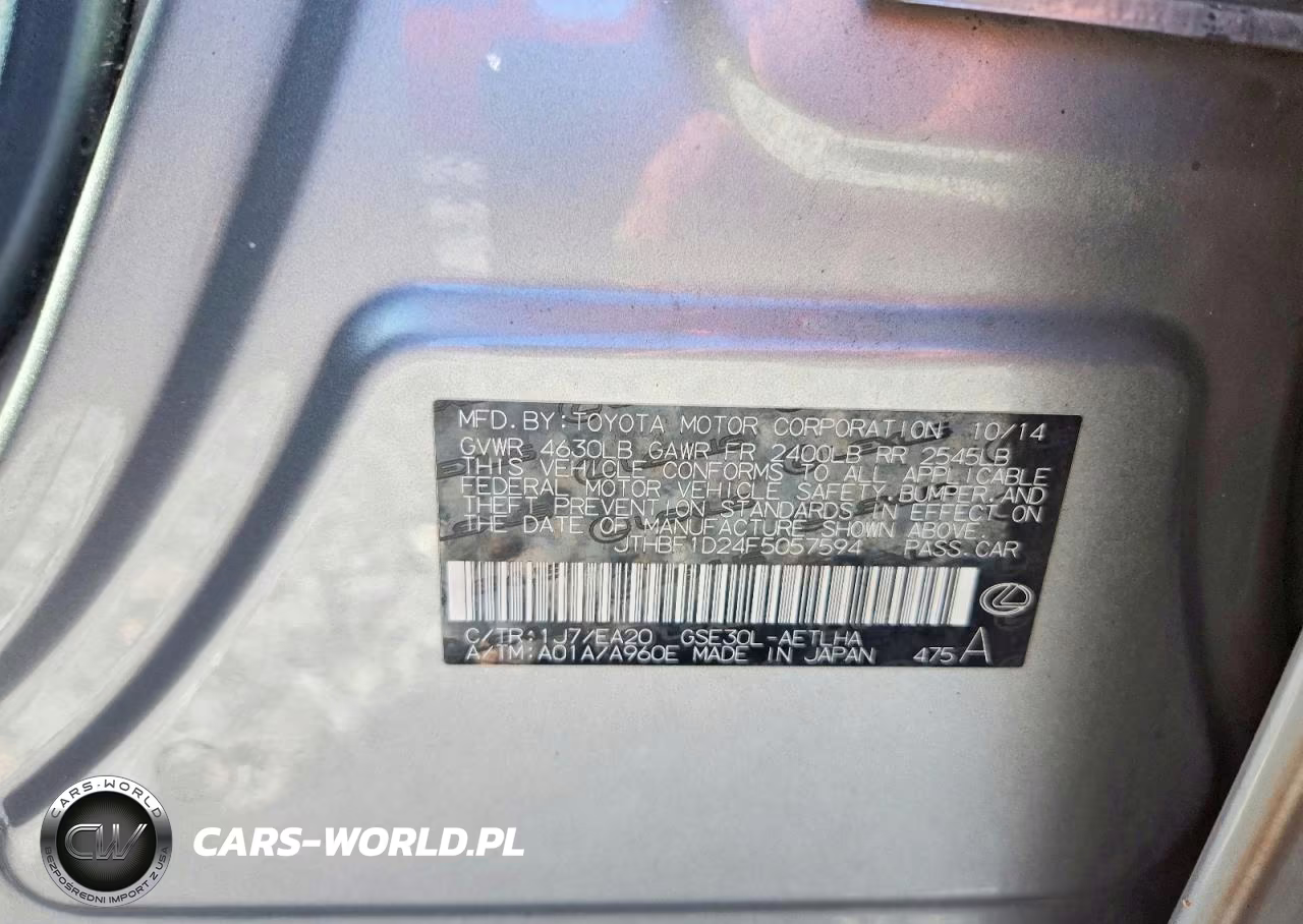 2015 Lexus Is 250 VIN:JTHBF1D24F5057594 - 12