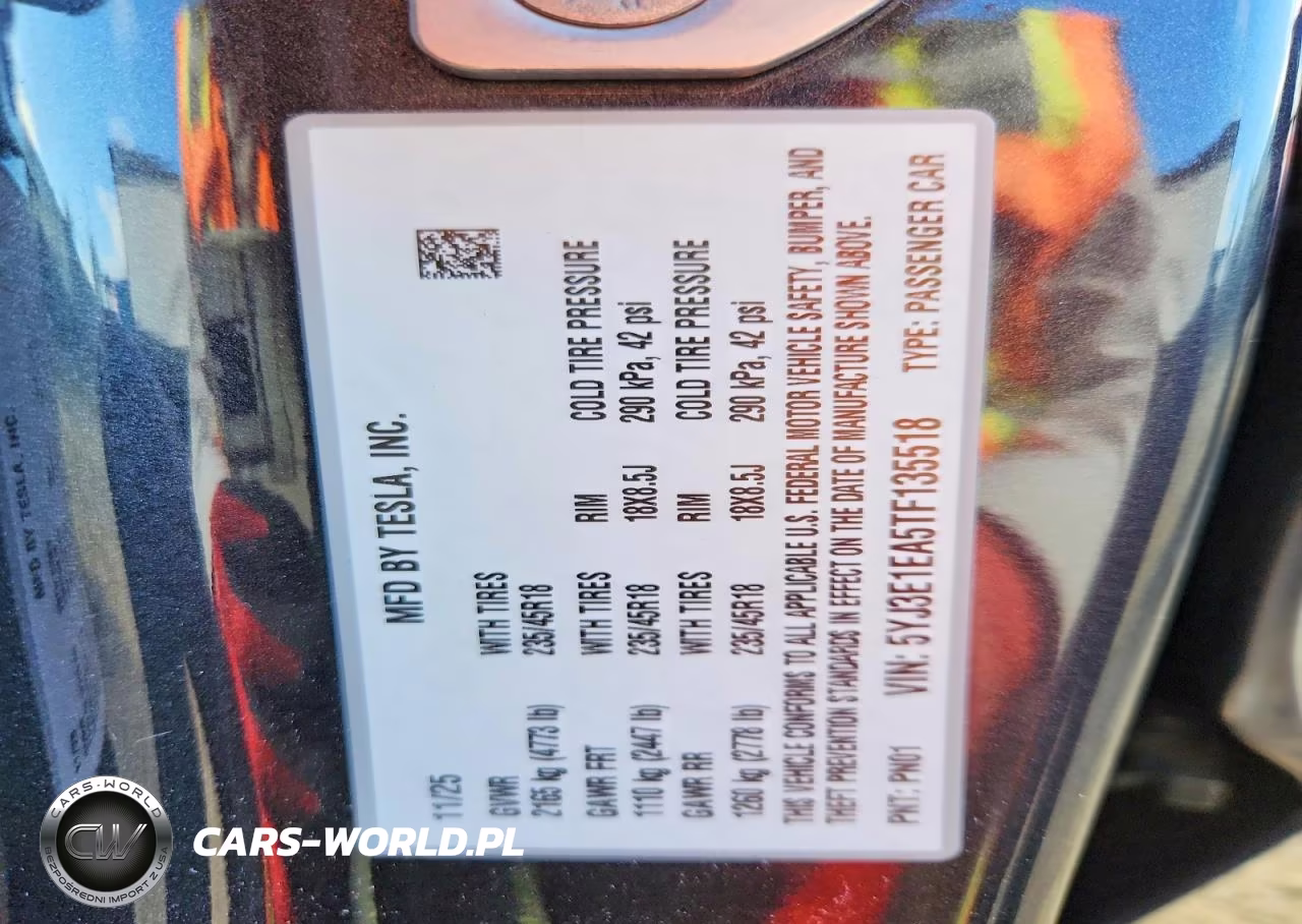 2026 Tesla Model 3 VIN:5YJ3E1EA5TF135518 - 12
