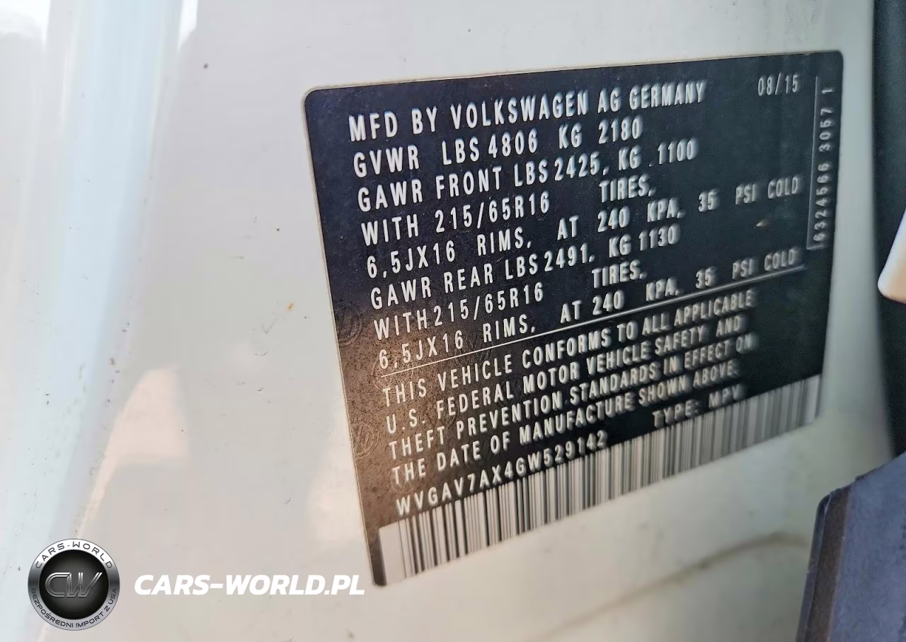 2016 Volkswagen Tiguan S VIN:WVGAV7AX4GW529142 - 13