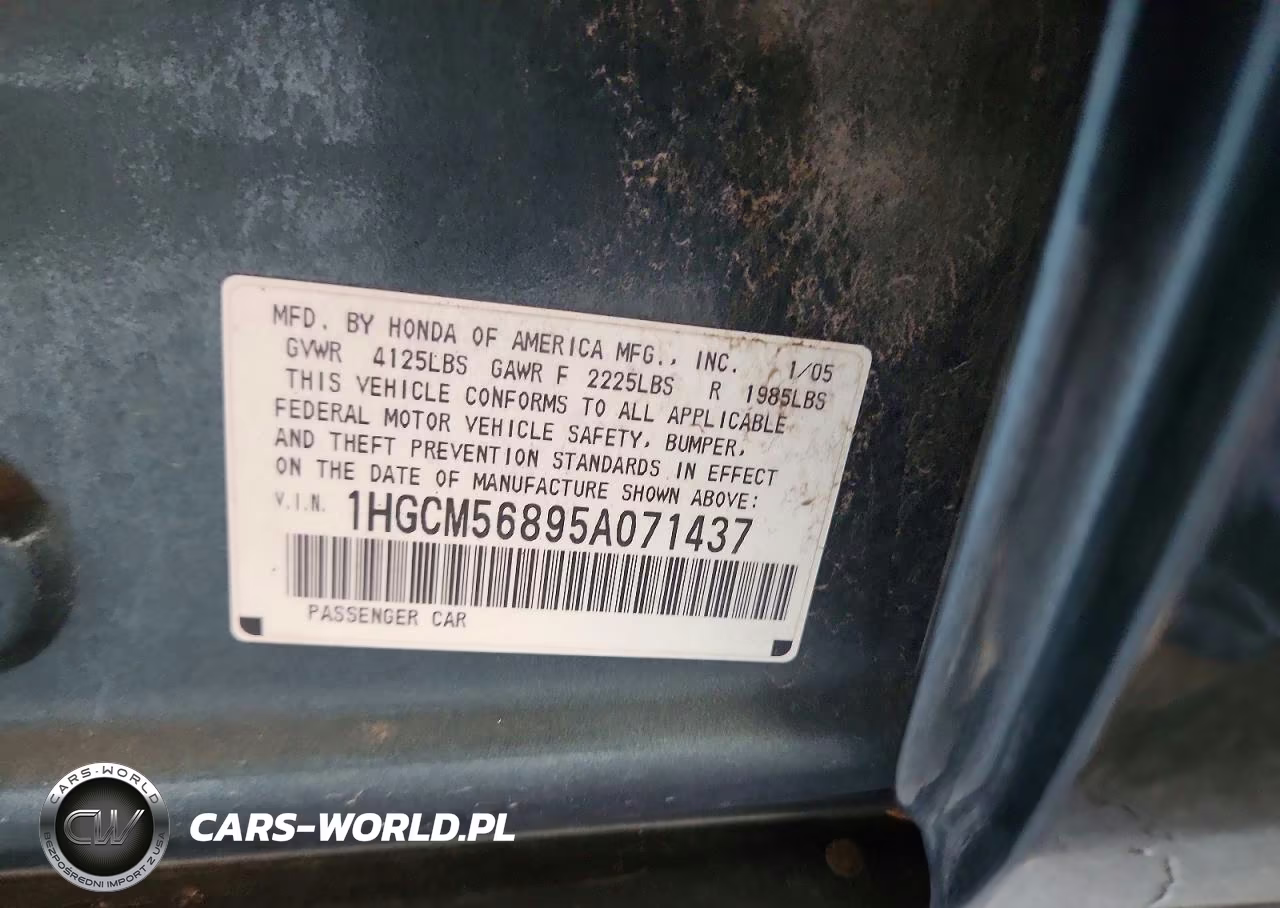 2005 Honda Accord Ex VIN:1HGCM56895A071437 - 12