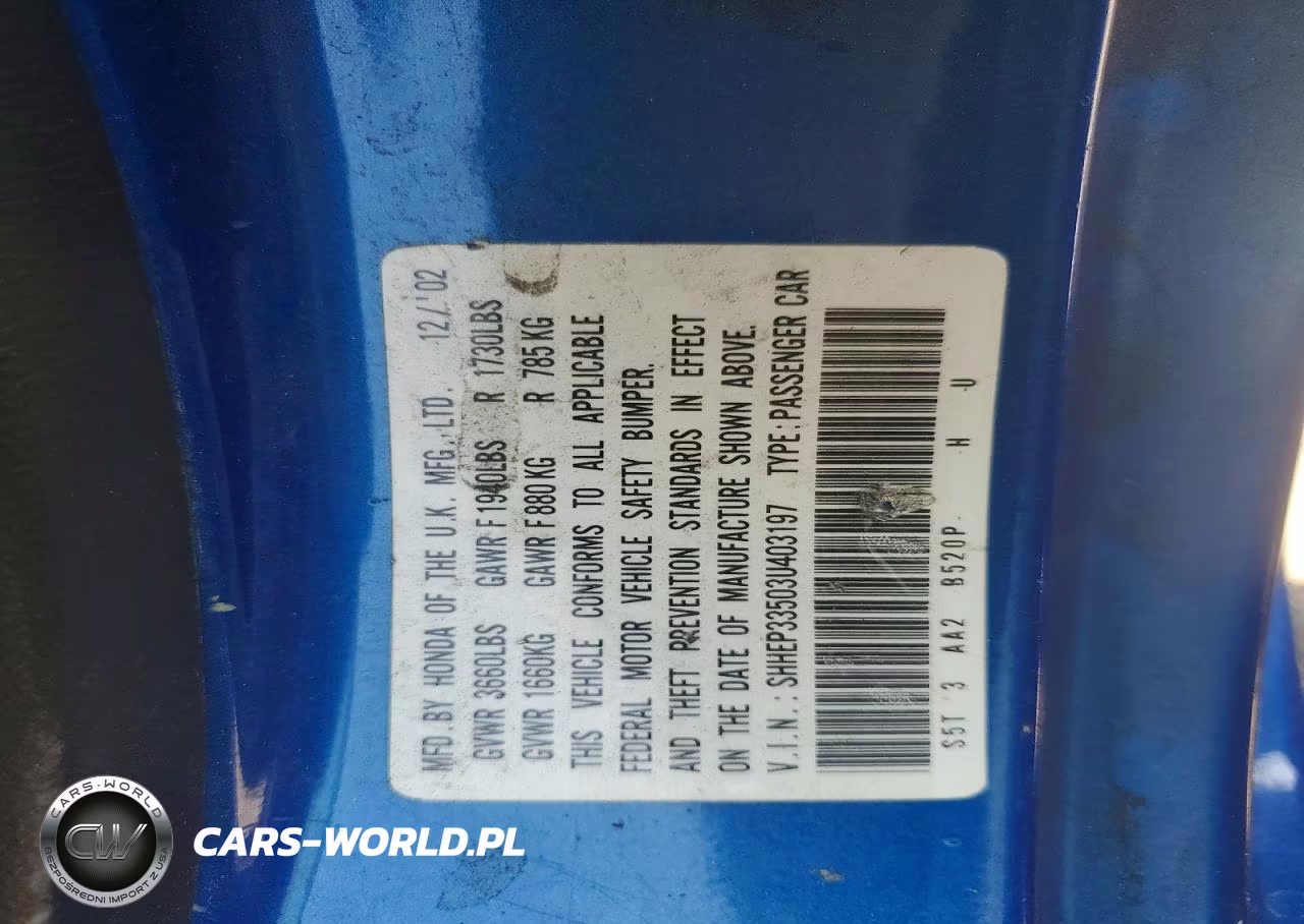 2003 Honda Civic Si VIN:SHHEP33503U403197 - 12