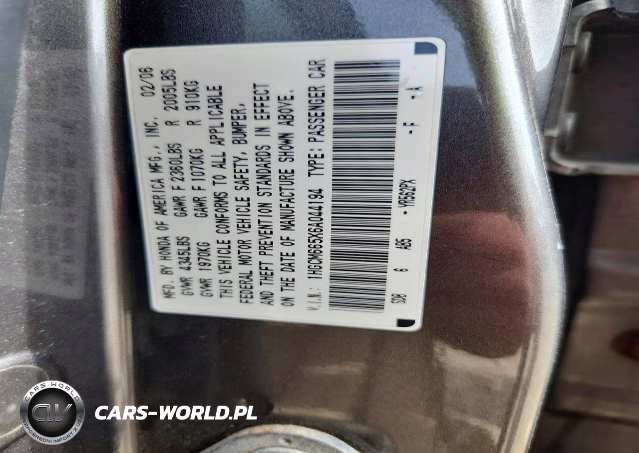 2006 Honda Accord Ex VIN:1HGCM665X6A044194 - 12