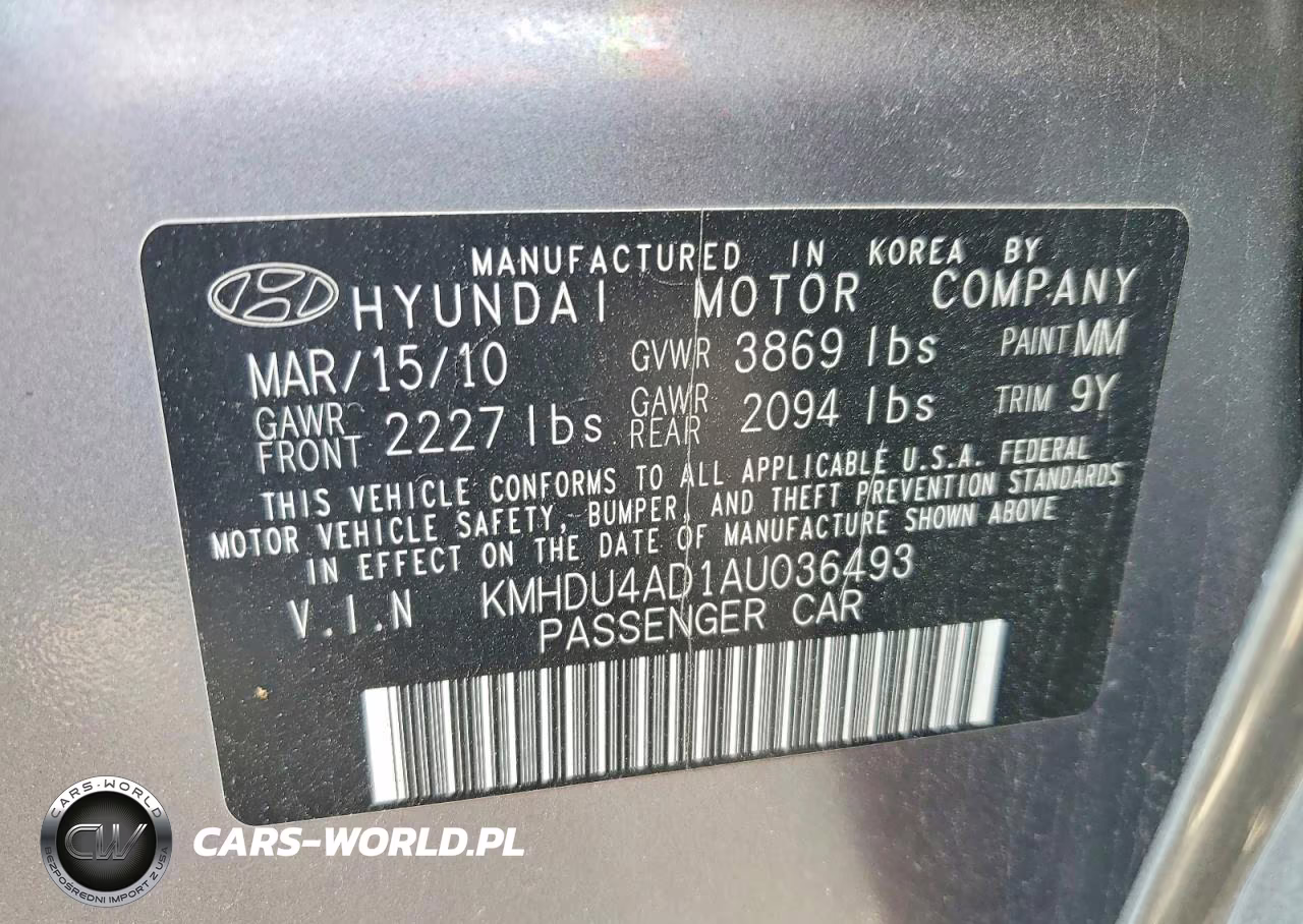 2010 Hyundai Elantra Gls VIN:KMHDU4AD1AU036493 - 13