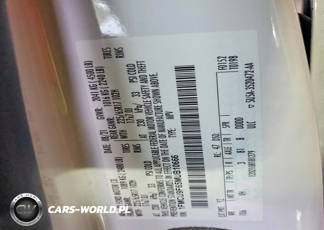 2021 Ford Escape S VIN:1FMCU9F65MUB10666 - 13