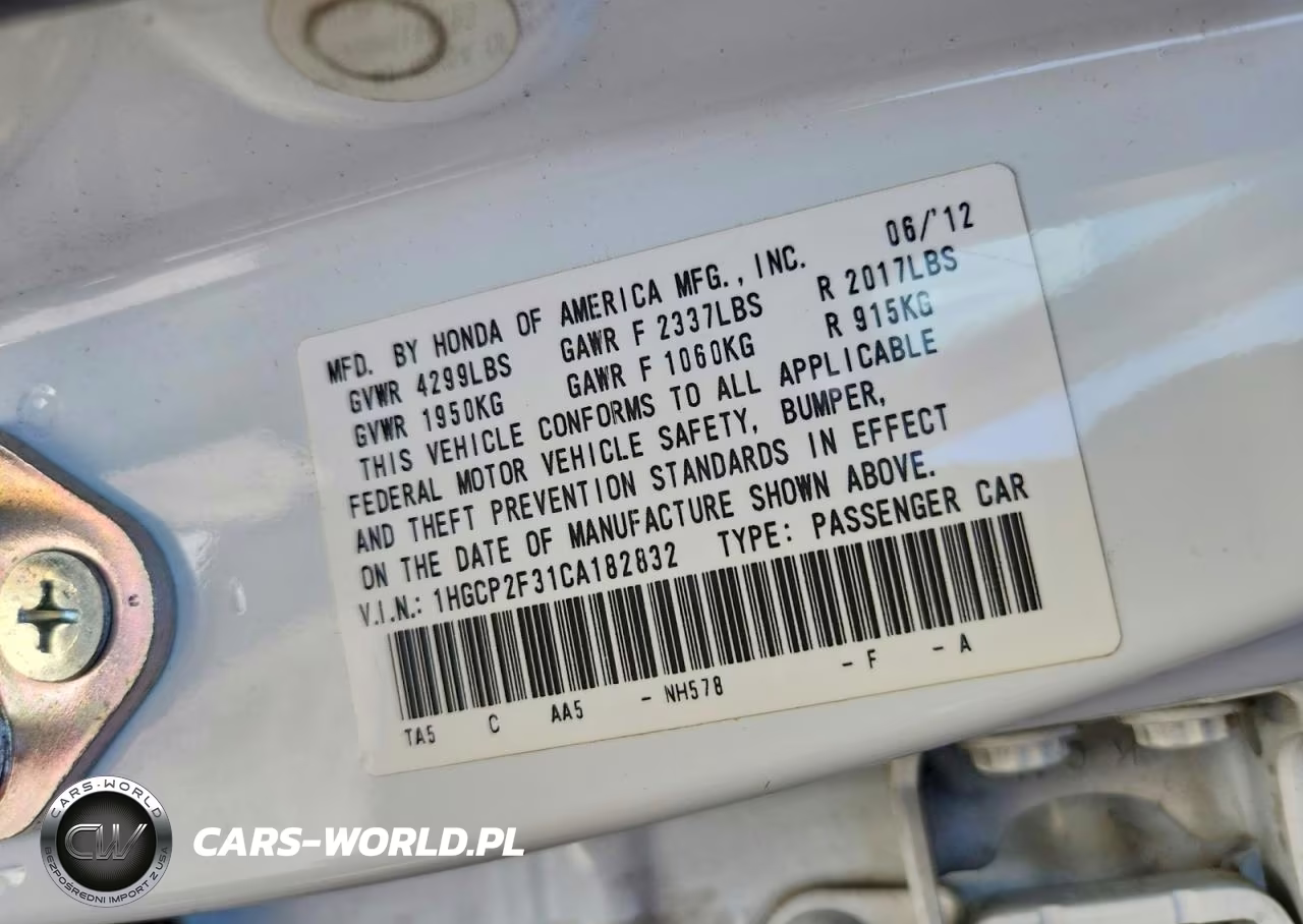 2012 Honda Accord Lx VIN:1HGCP2F31CA182832 - 13
