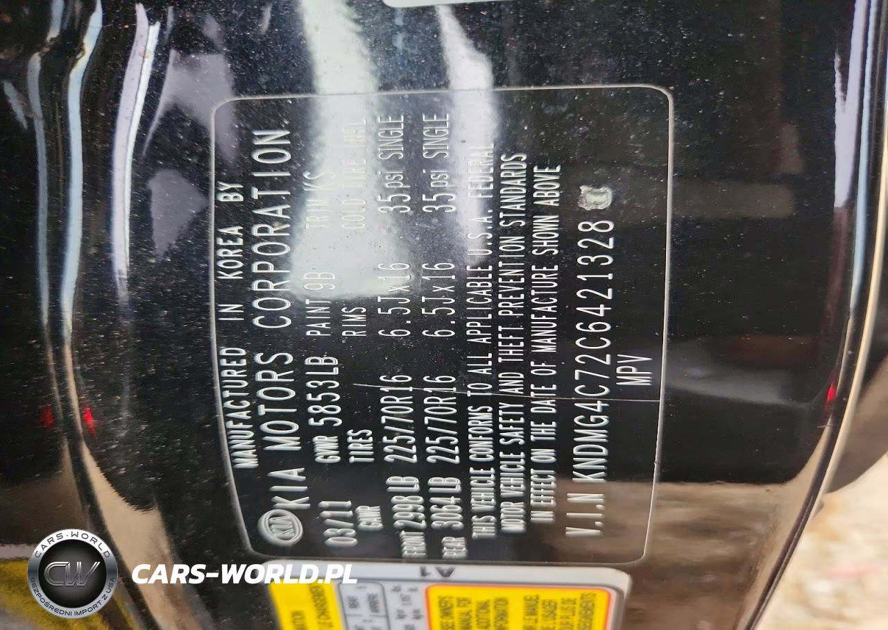2012 Kia Sedona Lx VIN:KNDMG4C72C6421328 - 13