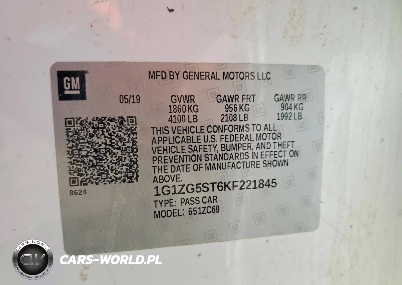 2019 Chevrolet Malibu Rs VIN:1G1ZG5ST6KF221845 - 13