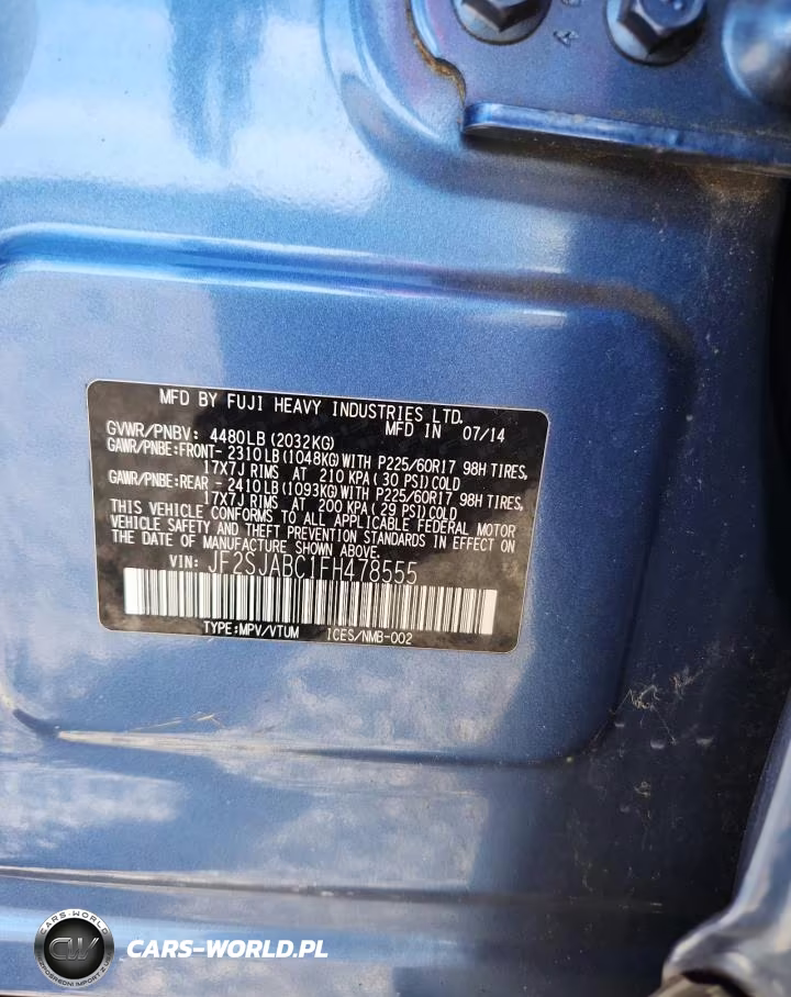 2015 Subaru Forester 2.5I VIN:JF2SJABC1FH478555 - 12