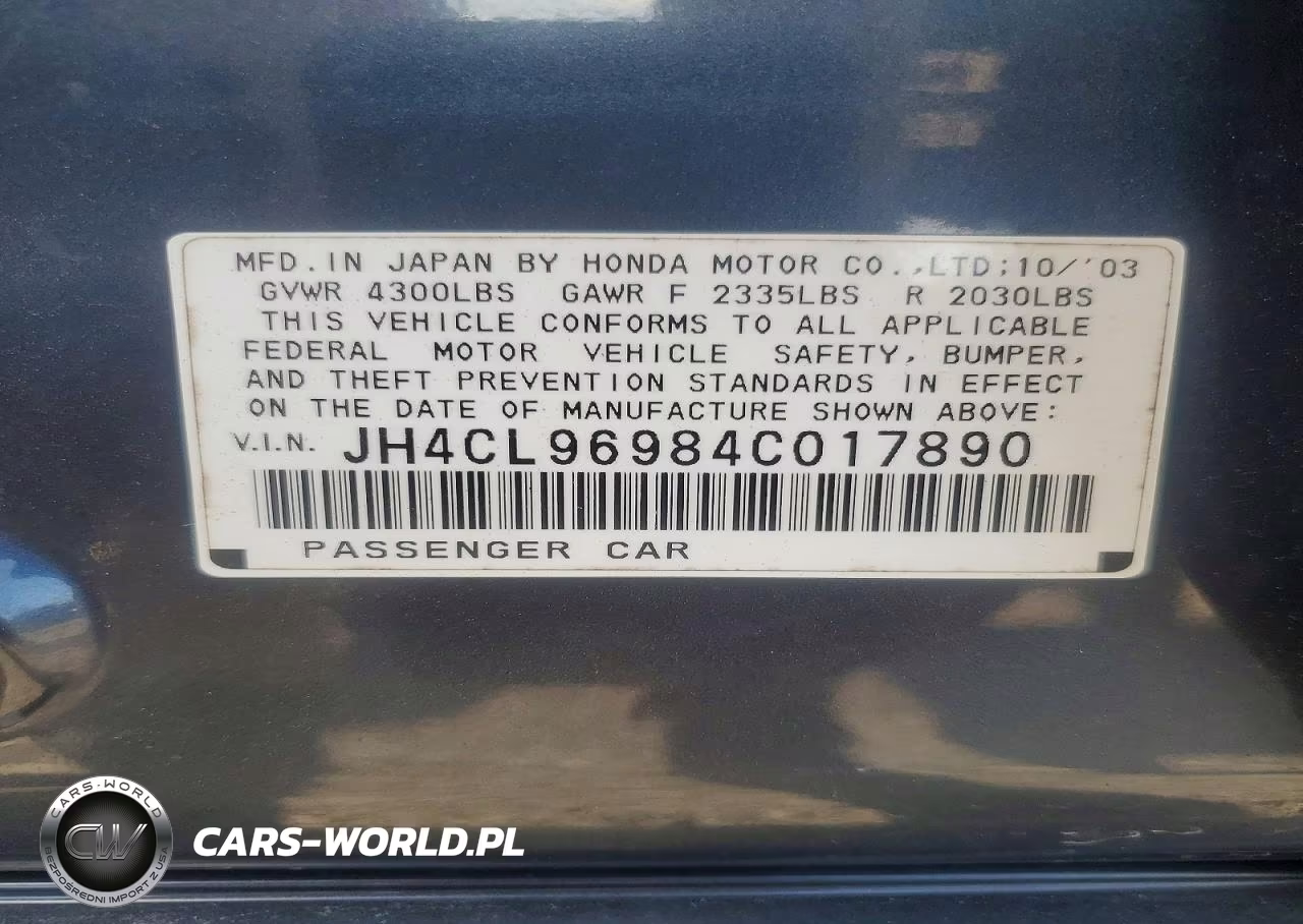 2004 Acura Tsx 4D VIN:JH4CL96984C017890 - 13