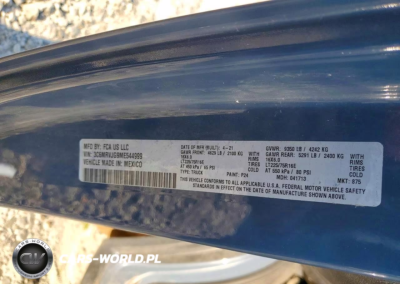 2021 Ram Promaster 3500 Delivery Van VIN:3C6MRVJG9ME544999 - 12