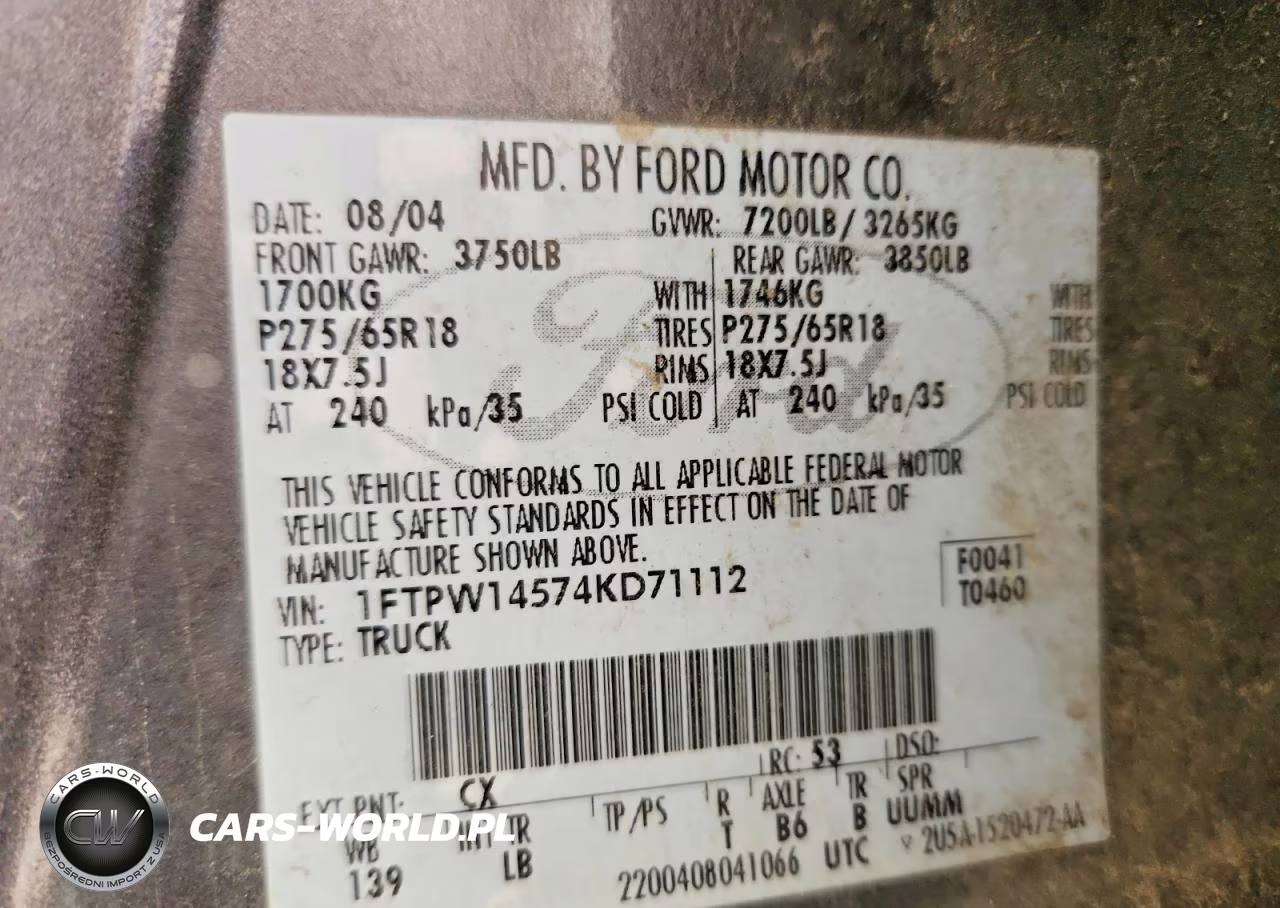 2004 Ford F150 Supercrew VIN:1FTPW14574KD71112 - 12