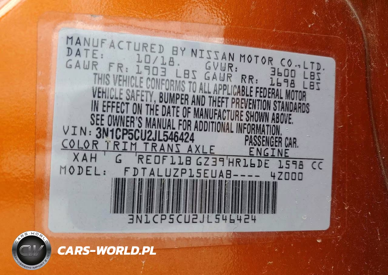 2018 Nissan Kicks Sr VIN:3N1CP5CU2JL546424 - 13