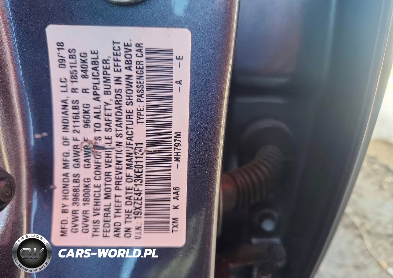 2019 Honda Insight Lx VIN:19XZE4F13KE011391 - 13