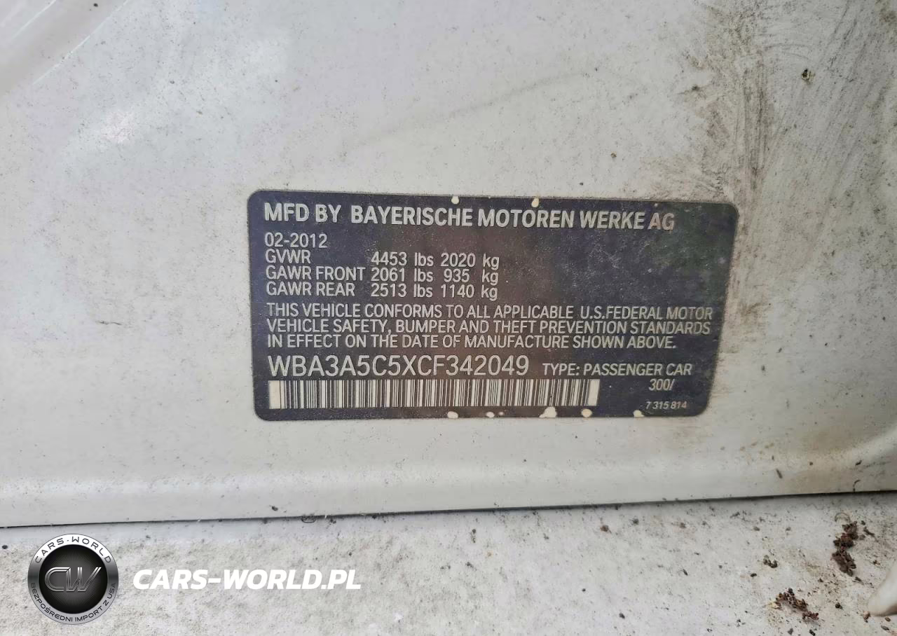 2012 BMW 328 I VIN:WBA3A5C5XCF342049 - 12