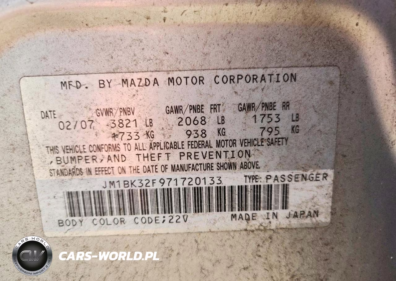 2007 Mazda 3 I VIN:JM1BK32F971720133 - 12