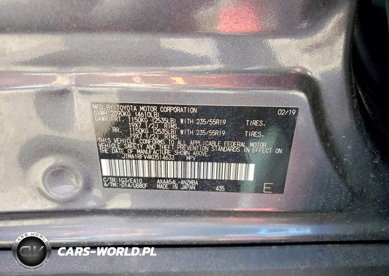 2019 Toyota Rav4 Xle Premium VIN:JTMA1RFV4KD514633 - 13