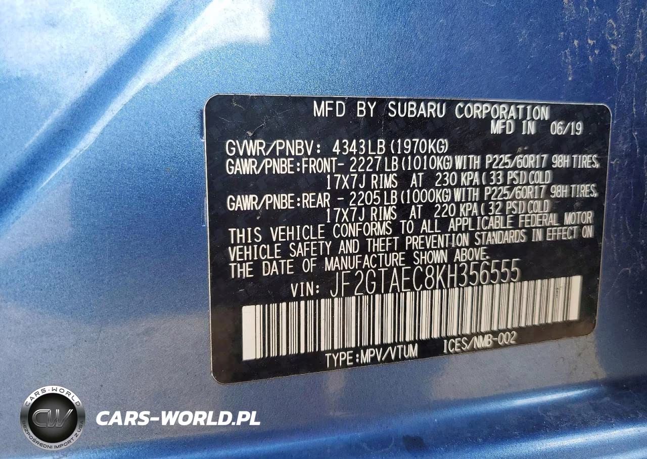 2019 Subaru Crosstrek Premium VIN:JF2GTAEC8KH356555 - 13