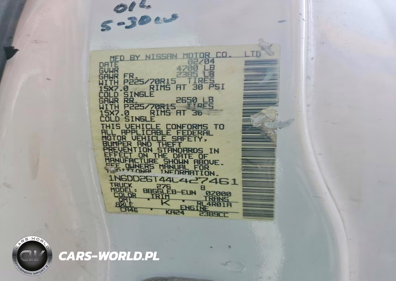 2004 Nissan Frontier Standard VIN:1N6DD26T44C427461 - 12