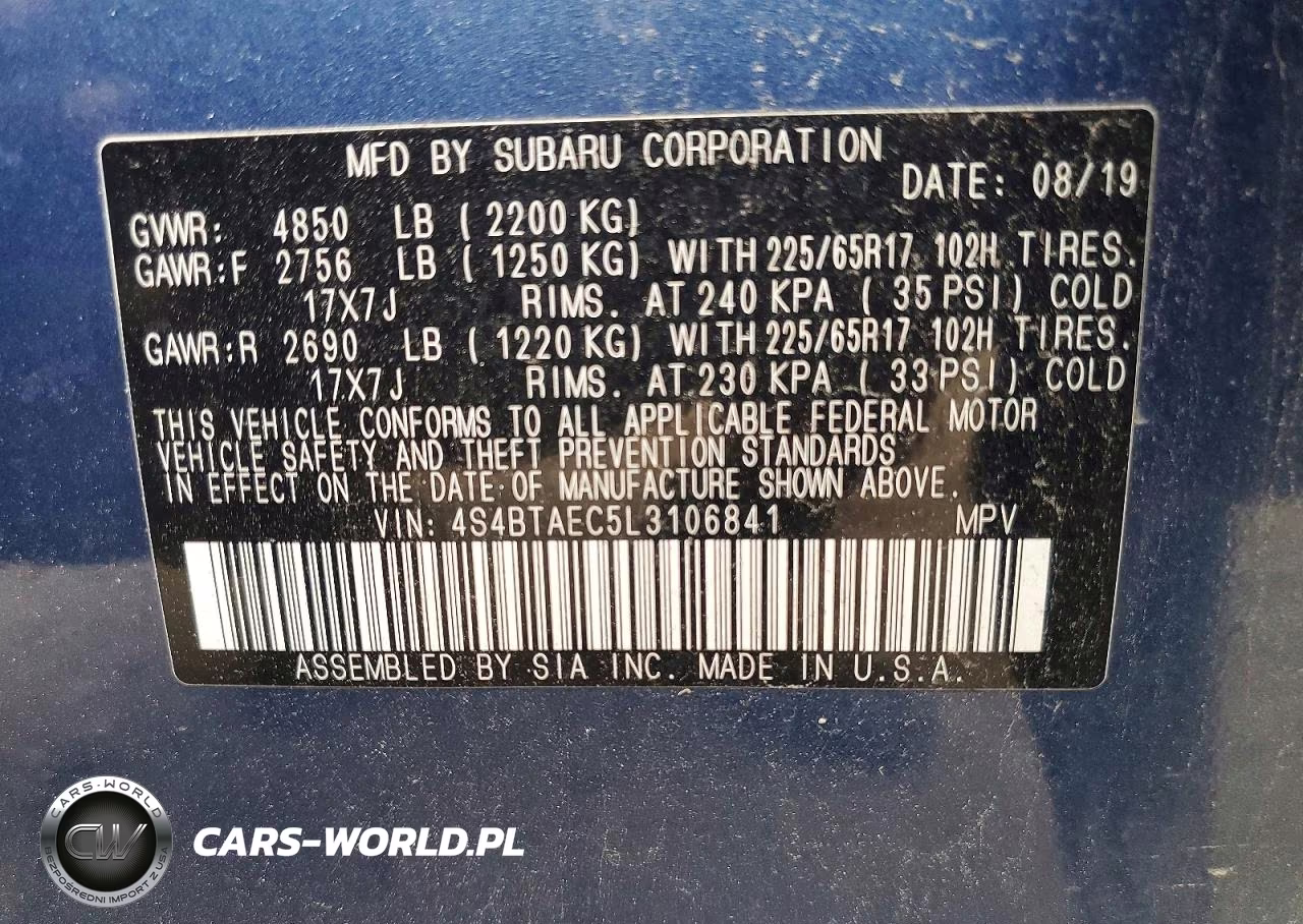 2020 Subaru Outback Premium VIN:4S4BTAEC5L3106841 - 13