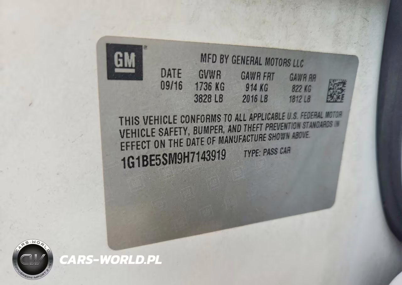 2017 Chevrolet Cruze Lt VIN:1G1BE5SM9H7143919 - 12